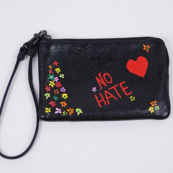 Coach No Hate Upcycled Hand-painted Leather Wristlet (12124) - Picture 3 of 7